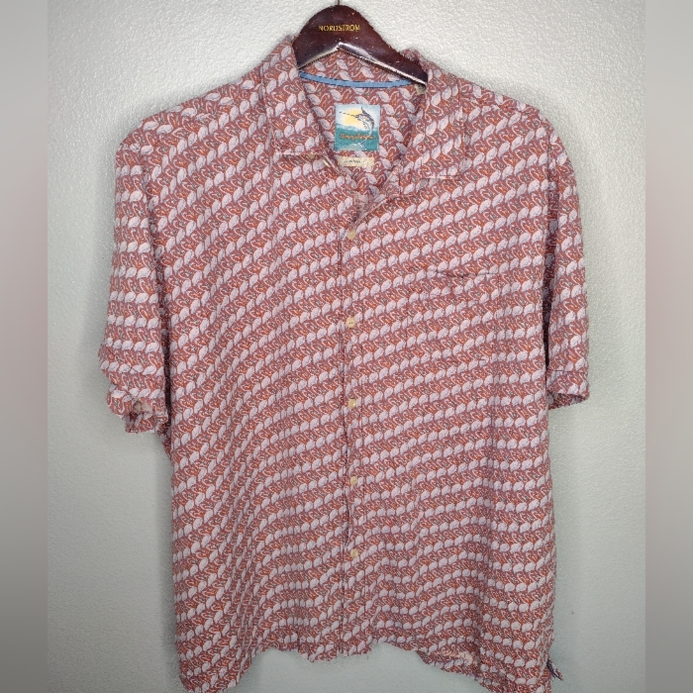 Tommy Bahama Men's Silk Flamingo Shirt XXL Button Up Short Sleeve Resort DD